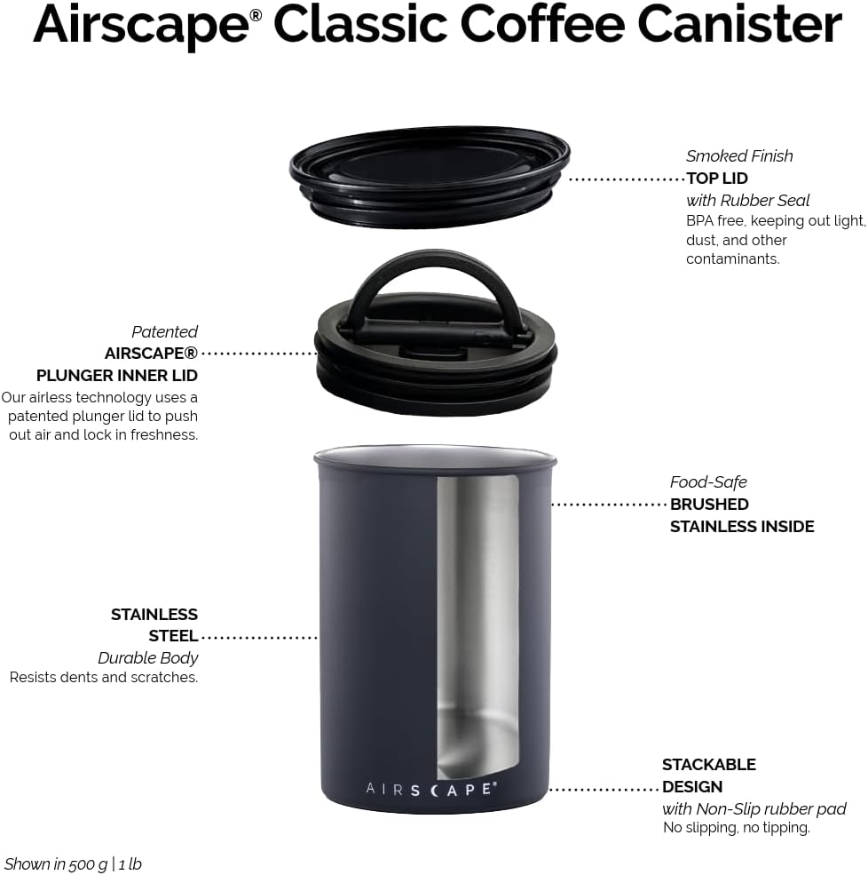 Envase café acero inox tapa hermética patentada