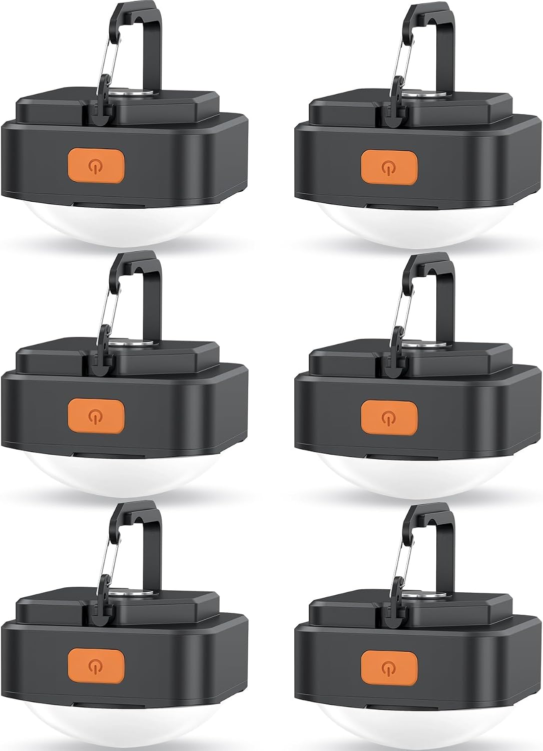 2 Pzas Luces Campamento Recargables Negro LED Portátil
