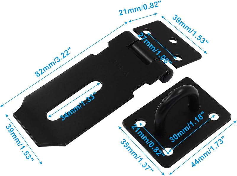 2 Cerraduras Puerta 3pulg Acero Inox Seguridad Negro