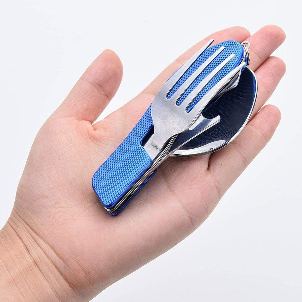 Set cuchillo cuchara tenedor acero inox para campamento