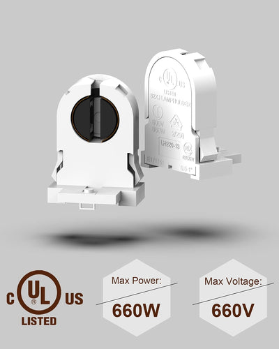 Soporte lámpara T8 giro 50pzas UL Socket Tombstone