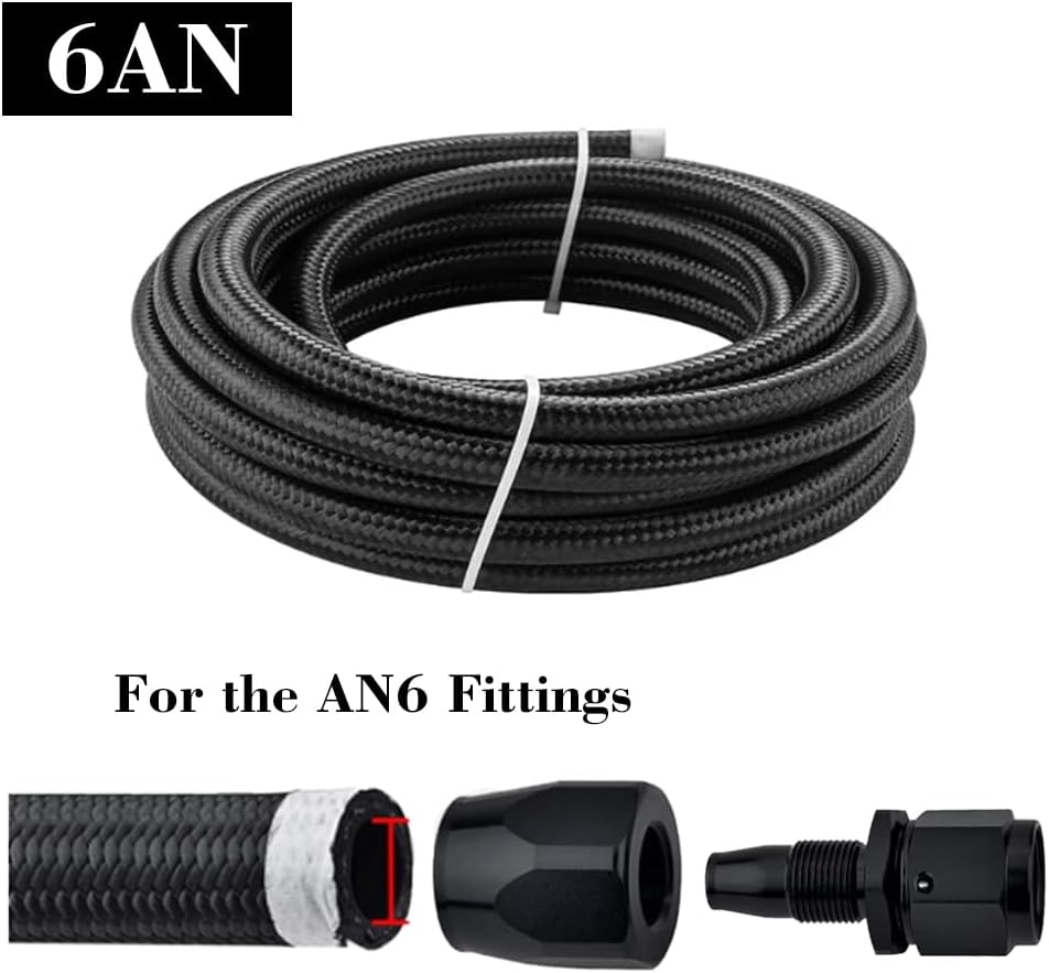 Manguera combustible AN6 3/8" 10pies color negro