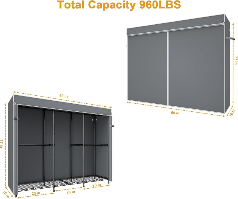 Sistema organiz. armario 69x77" estante negro