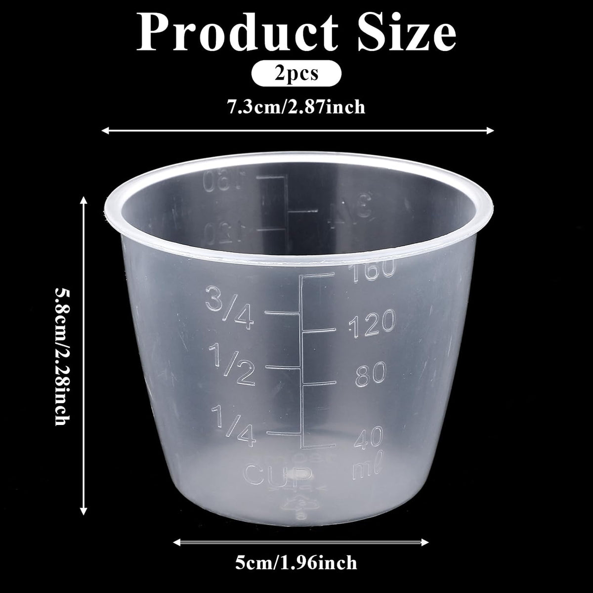 2 Tazas Medidoras Plástico Transparente 5.4oz para Arroz
