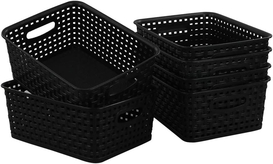 6 Pzas Cestas Plástico Negro Organizadoras