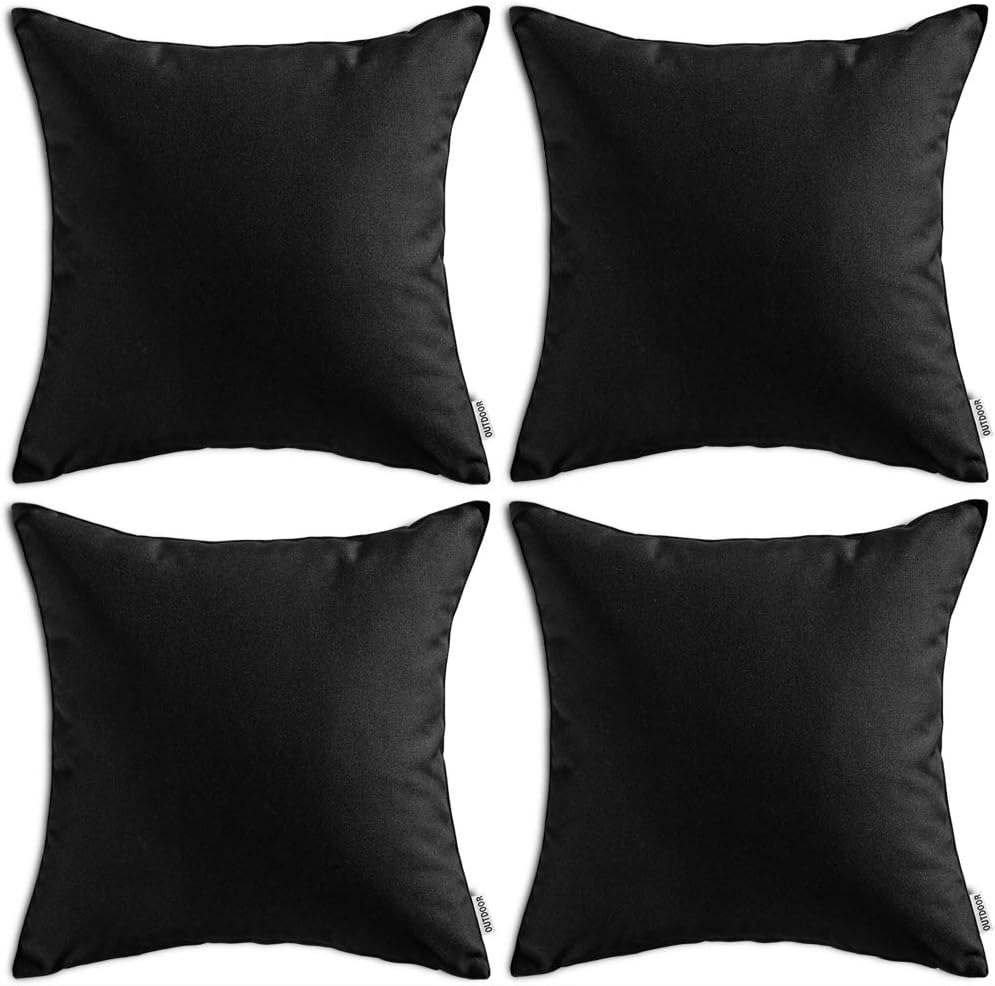 4 Fundas cojín decorativas impermeables 16x16" color negro