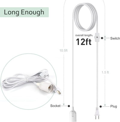 Cable extensión colgante farol 12ft 2uds con interruptor E26 E27