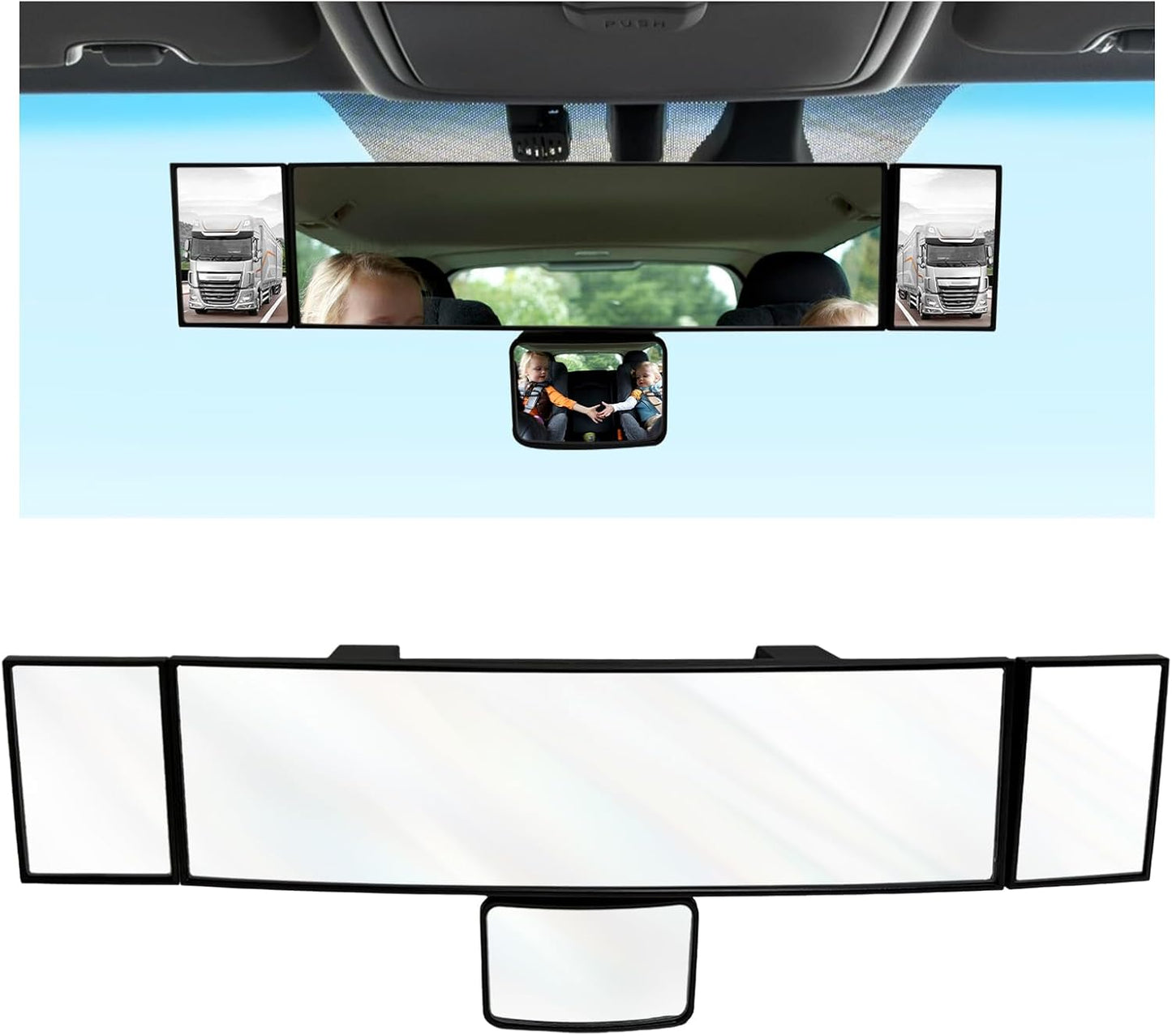 Espejo retrovisor 15" antirreflejo con espejo bebé