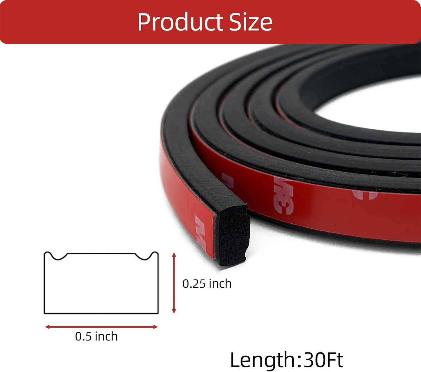 Tira sellado goma EPDM autoadhesiva rectangular 30pies