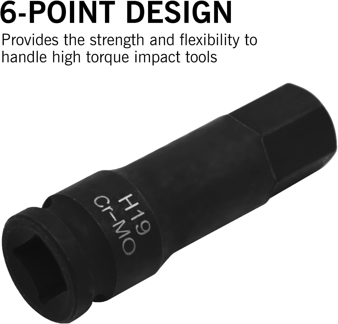 H19 Hex Impact Bit 1/2pulg Cr-Mo Acero