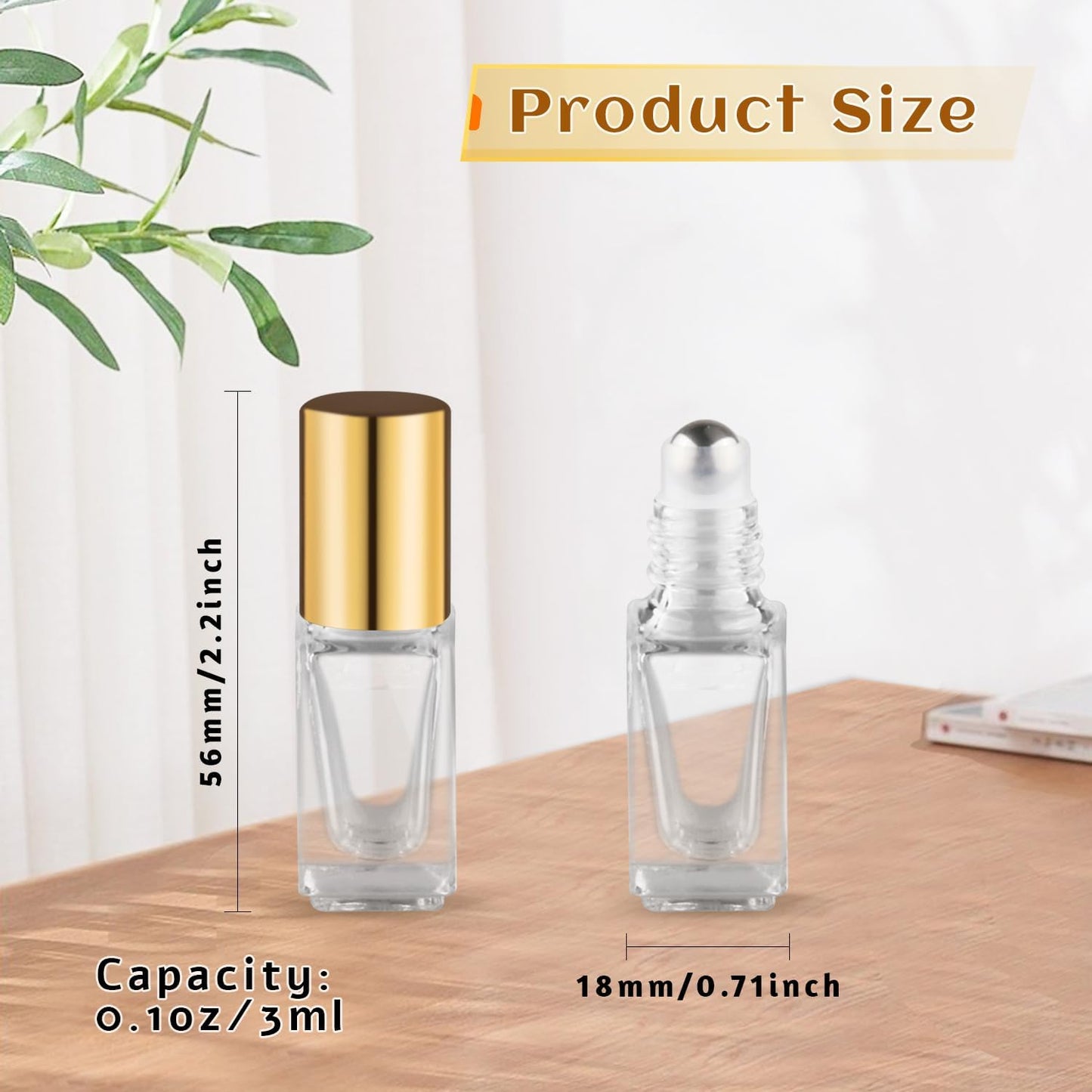 20 Botellas Vidrio con Rodillo Aceite Esencial 0.1oz