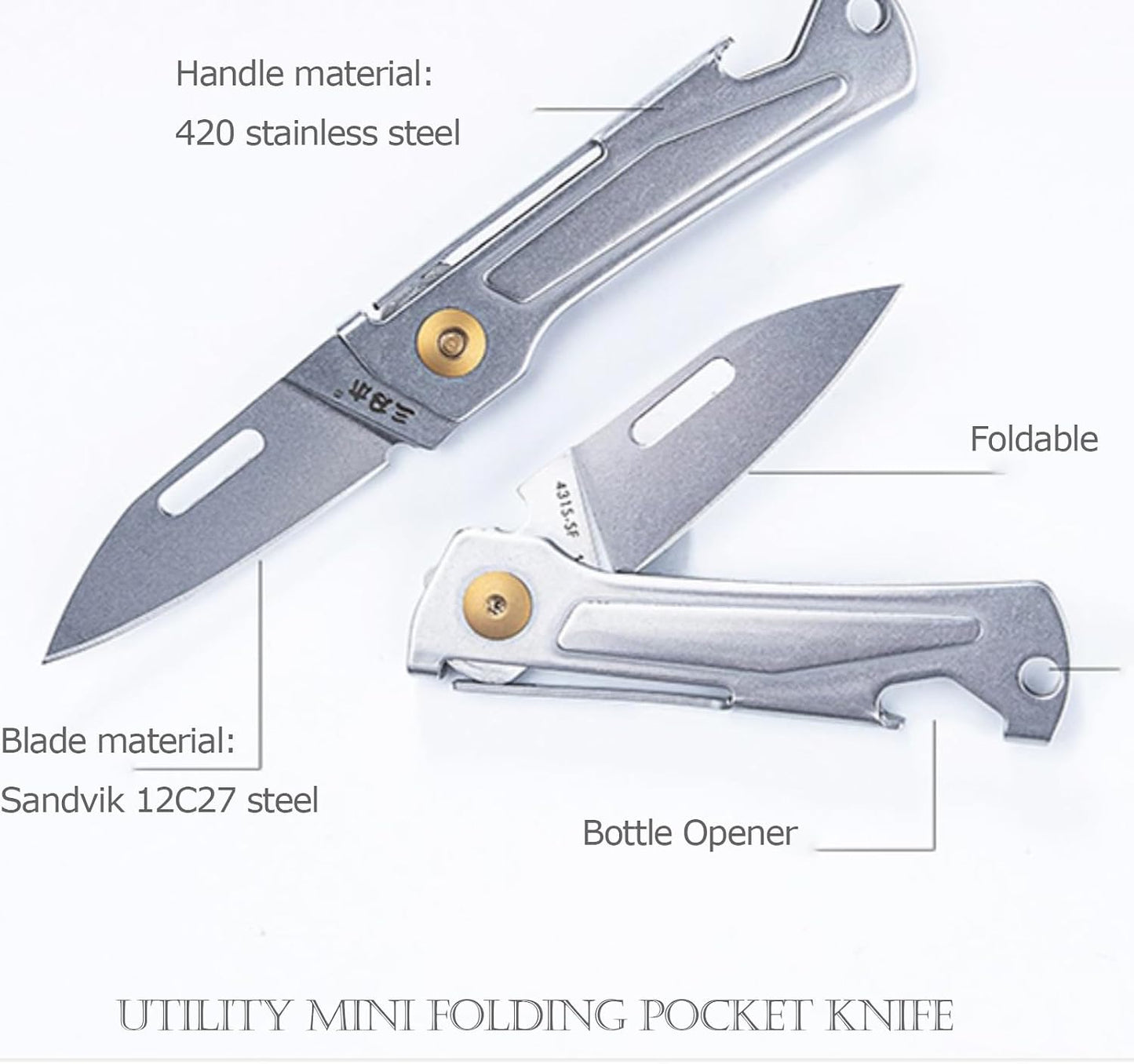Cuchillo bolsillo plegable acero inox 4.41pulg plateado