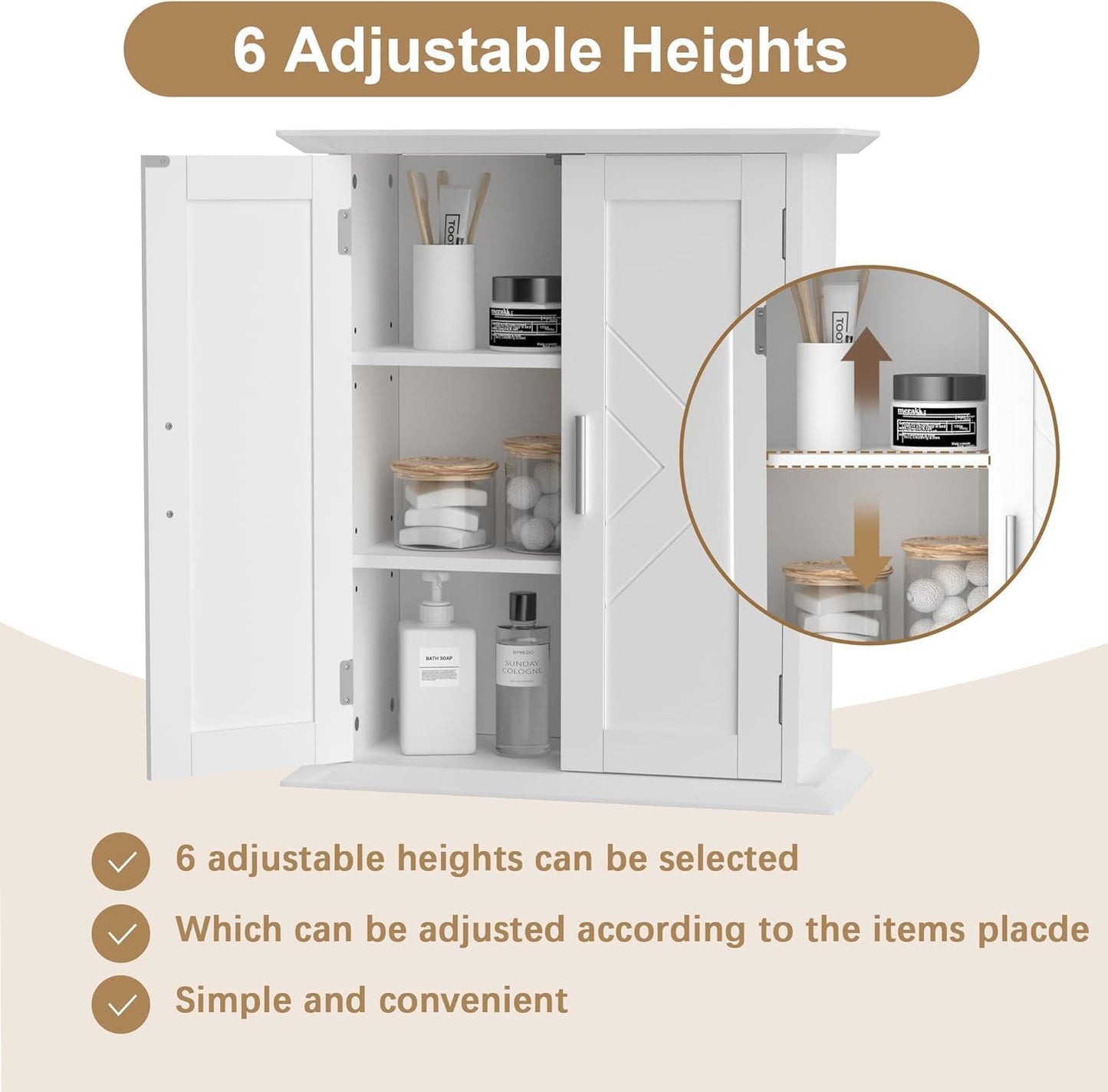 Botiquín baño estante ajustable 2 puertas blanco