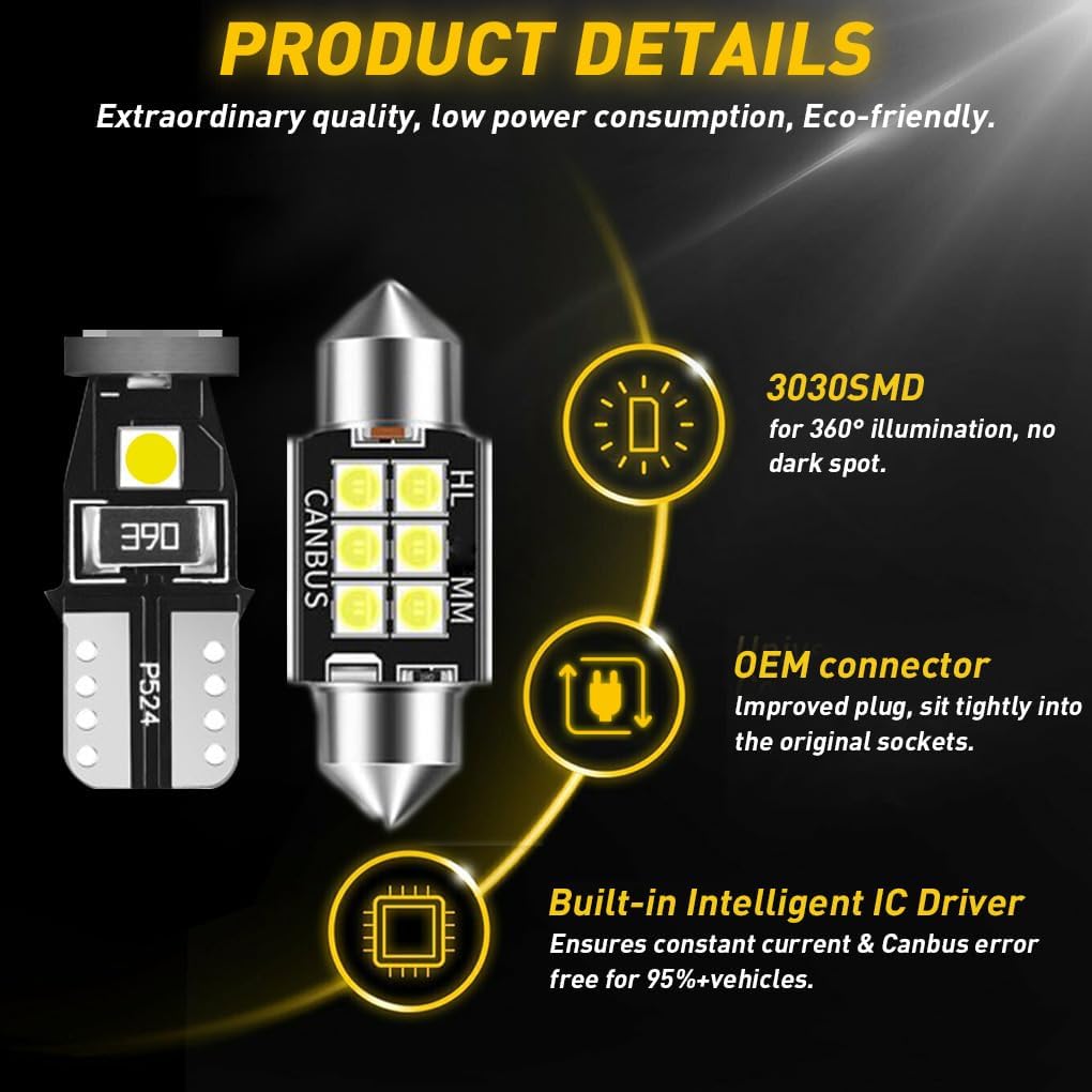 Kit bombillas LED espejo 6000K blanco brillante repuesto Dodge Ram