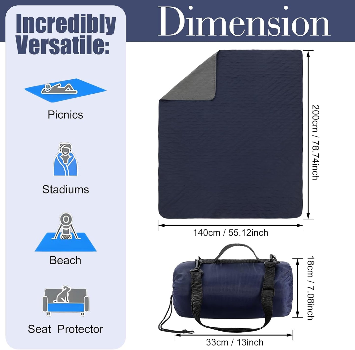2 Manta acolchada impermeable plegable camping