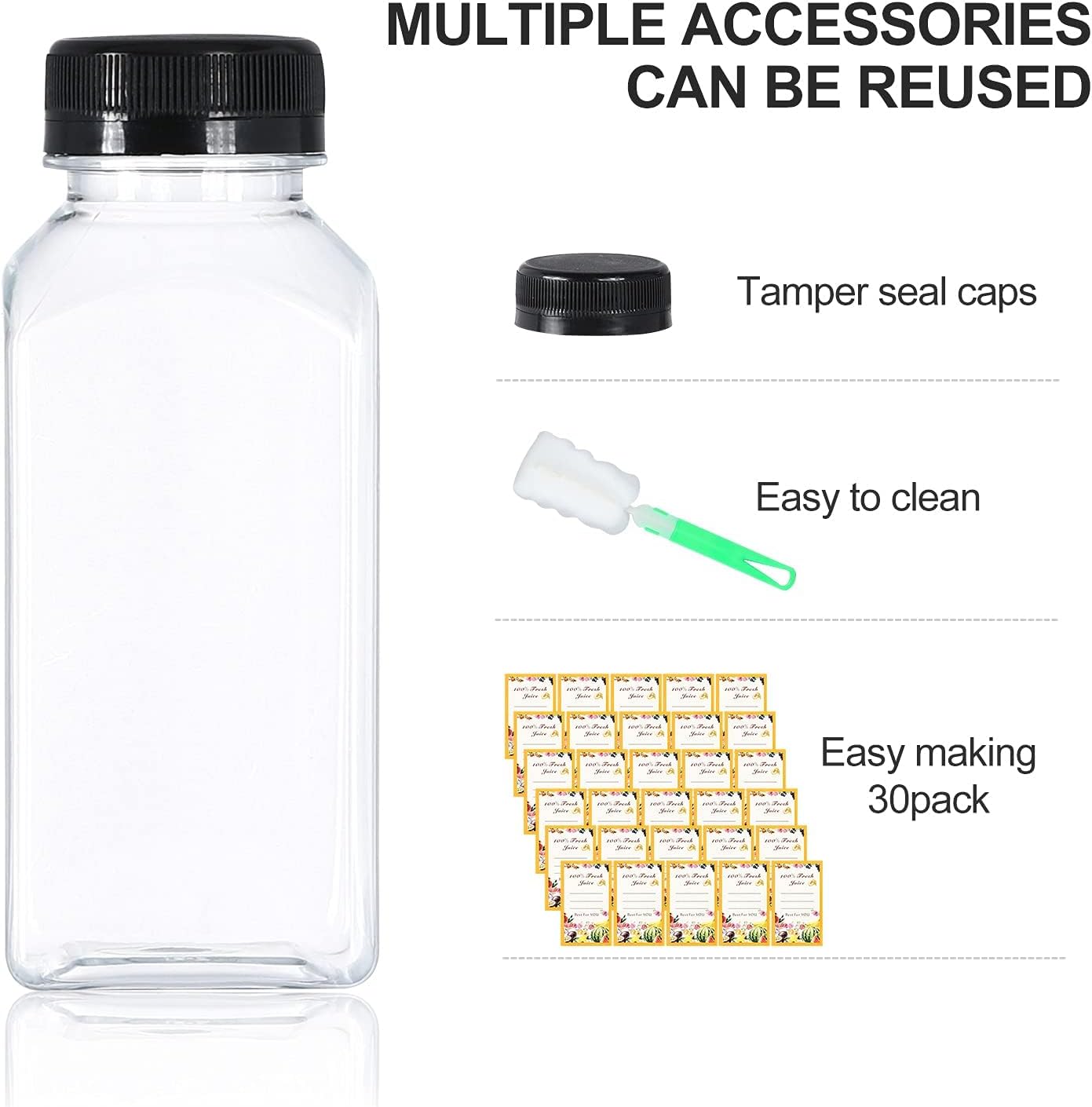 54 Botellas Plástico 8oz Tapas Reutilizables Claras