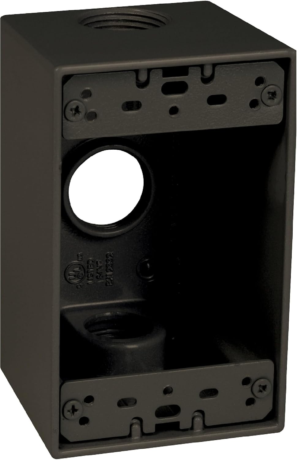 Caja resistente intemperie 1 cuadrilla 3 tomas 4pulg bronce