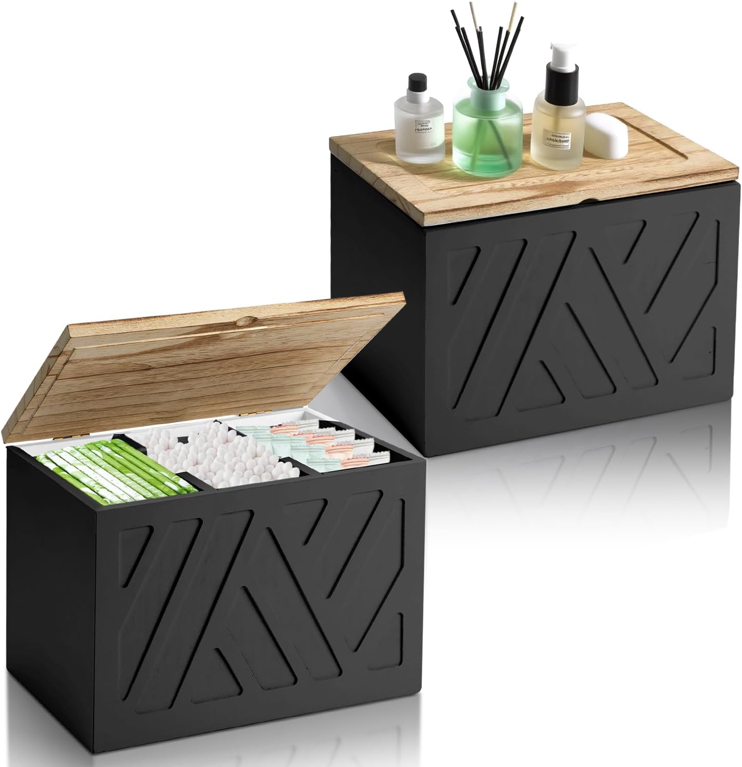 2 Pzas Soporte Tampones Almacenamiento Baño con Tapa