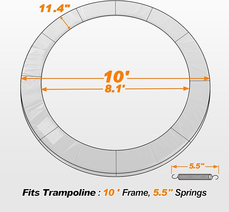 Almohadilla trampolín redonda sin agujero 8-16pies