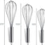 Set 3 Batidores Acero Inox 8x10x12pulg Alambre Wisk Plateado