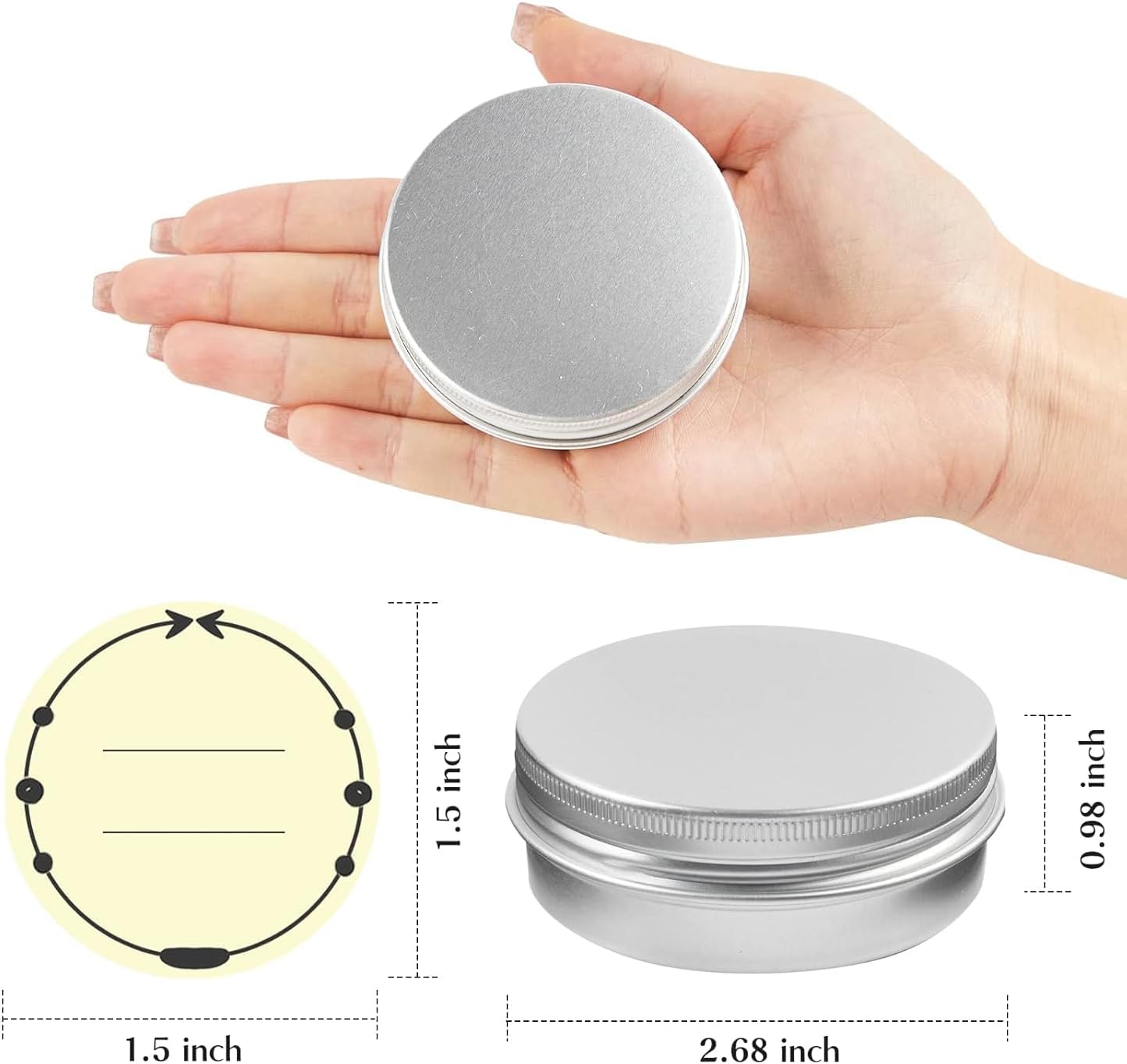 48 Latas Aluminio 2oz con Tapa Rosca para Viaje Cosméticos