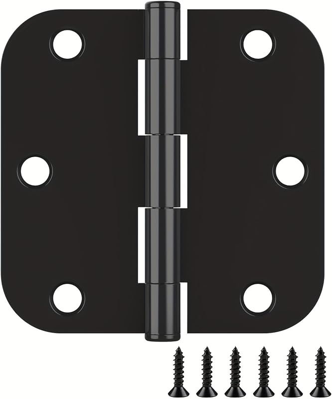 18 Bisagras Redondeadas Negro Mate 3.5x3.5" Interior