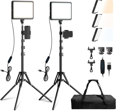 Kit luz LED estudio regulable 2800-7000K soporte trípode