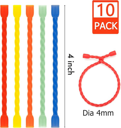 10 Bridas Silicona 4pulg Reutilizables con Núcleo Acero Flex