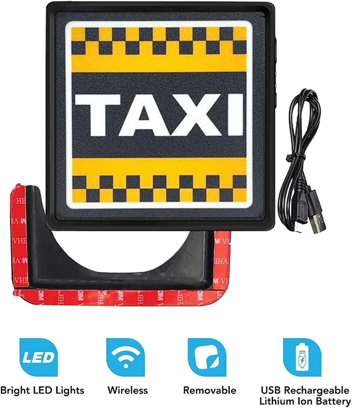 Adhesivo letrero taxi con LED recargable 12h inalámbrico