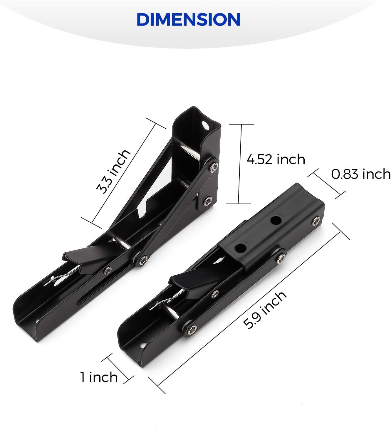 Soportes plegables para estantes negro mate 6" set 2
