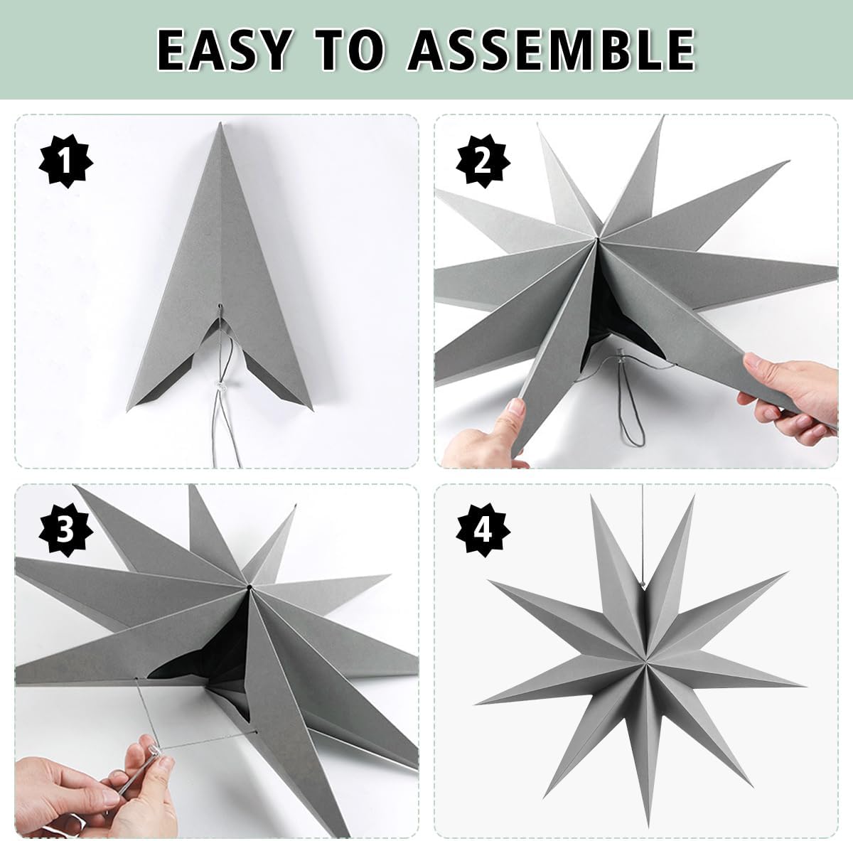 5 Linternas papel estrella 11.8pulg colgantes navidad