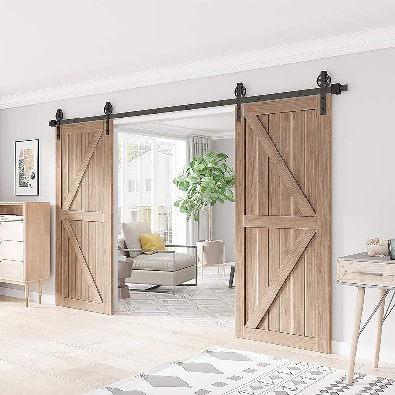 Set rieles acero puerta corrediza estilo granero