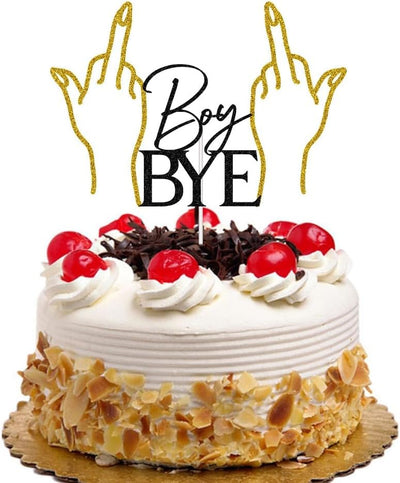Decoración tarta divorcio purpurina negra y dorada