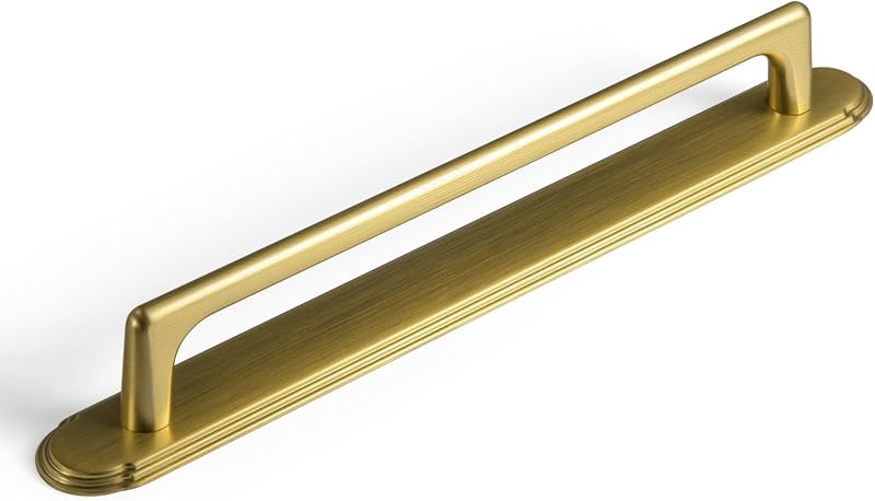 2 Tiradores Gabinete Oro Cepillado Placa Larga 7.6"