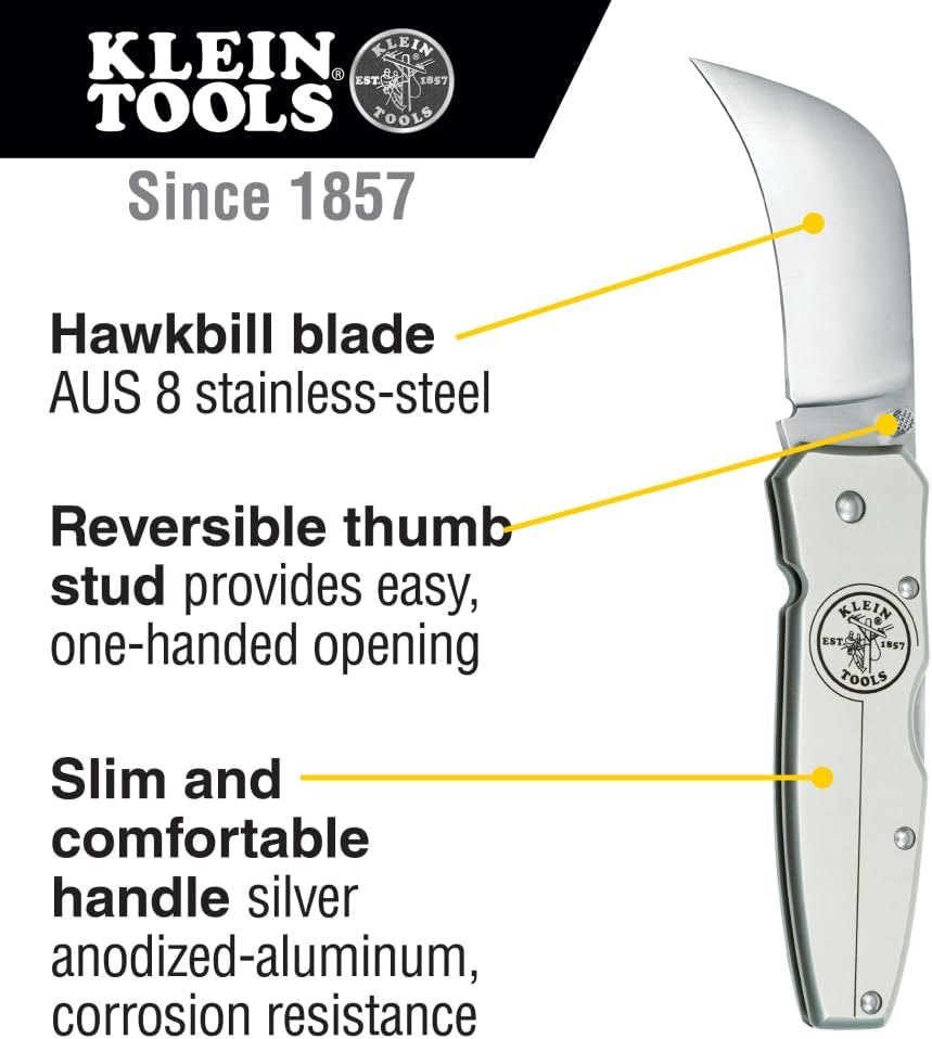 Cuchillo Klein con bloqueo hoja Hawkbill 2-5/8pulg aluminio