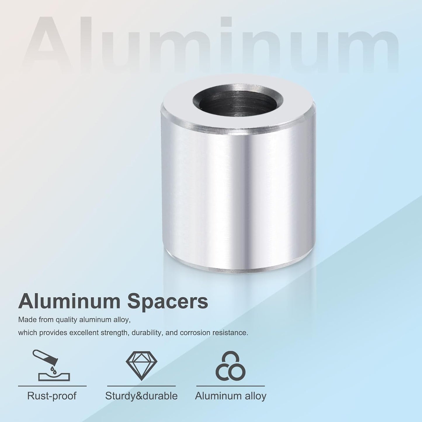 Espaciador aluminio 3/8x3/4x3/4 pulg redondo sin roscar