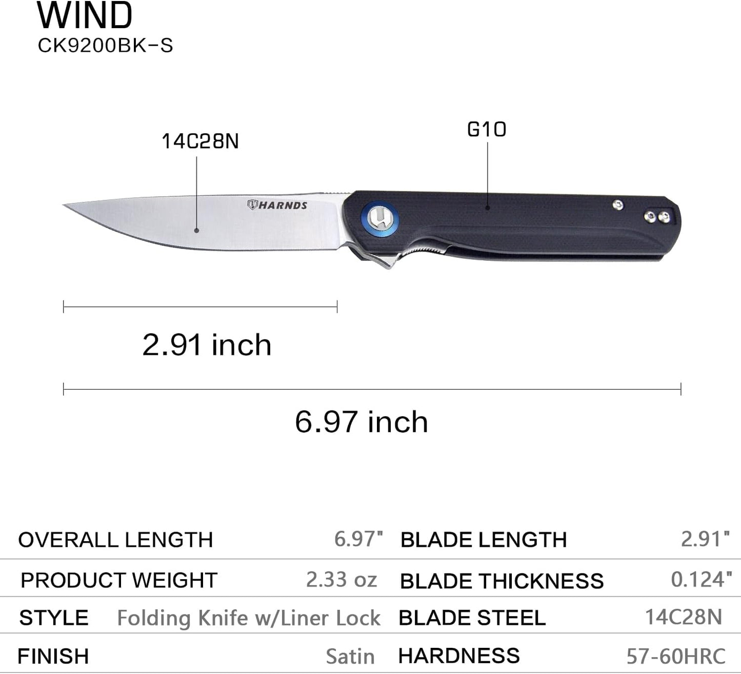Cuchillo bolsillo acero 14C28N G10 plegable con clip EDC