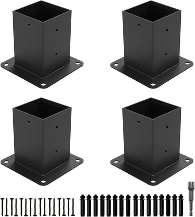 Base poste 4x4 con anclaje 3.6x3.6pulg soporte pérgola negro