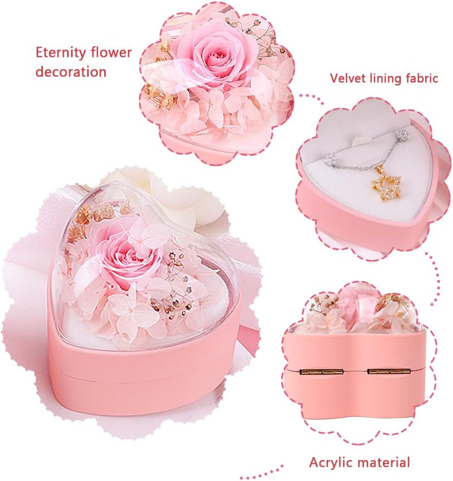 Caja colgante corazón flor terciopelo rosa regalo boda