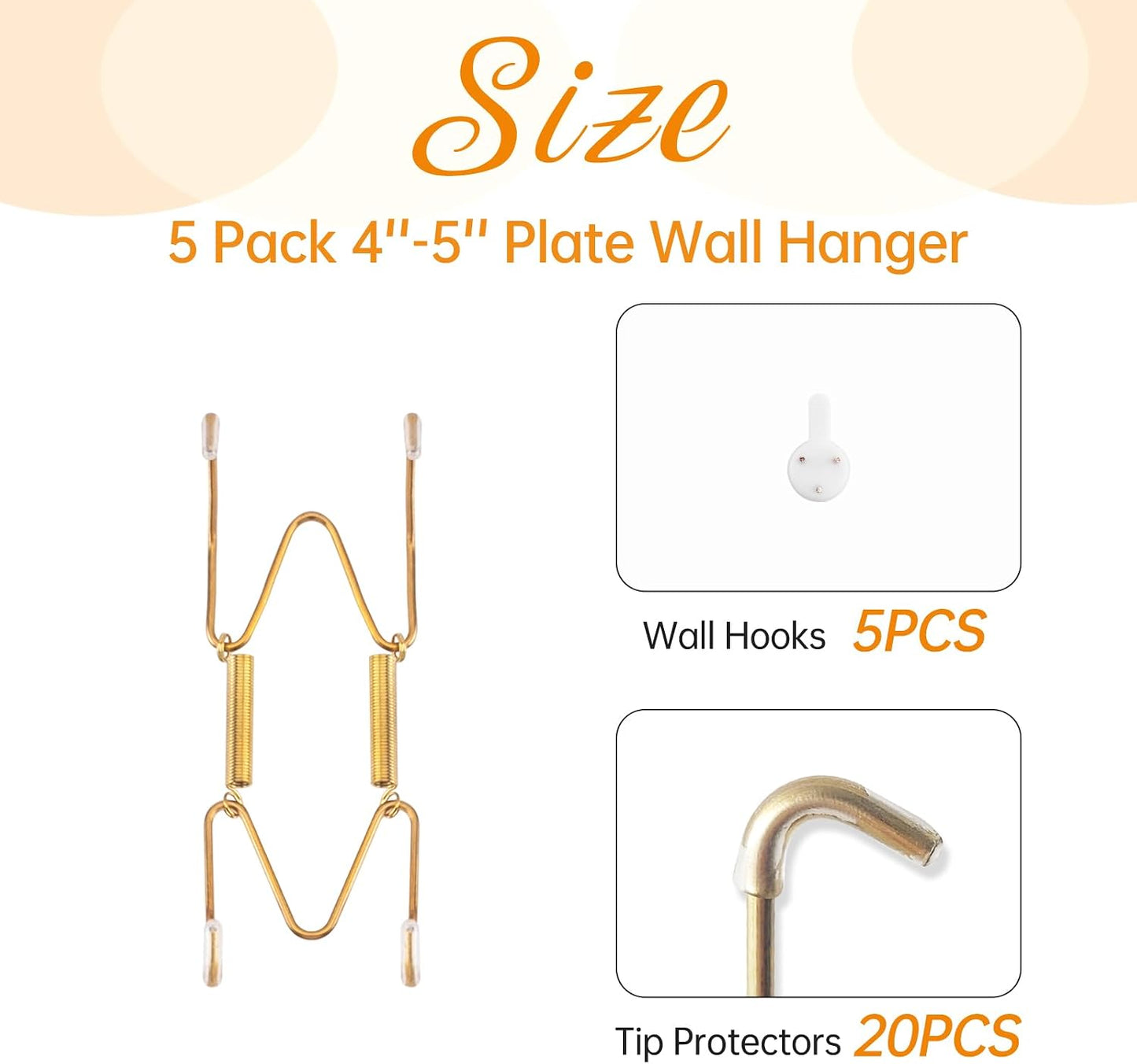 5 Ganchos Acero Inox para Placas Arte 4-5" Soporte Invisible