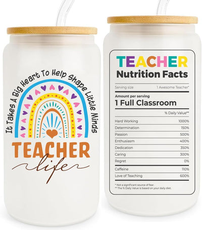 Vaso vidrio regalo profesores regreso a clases