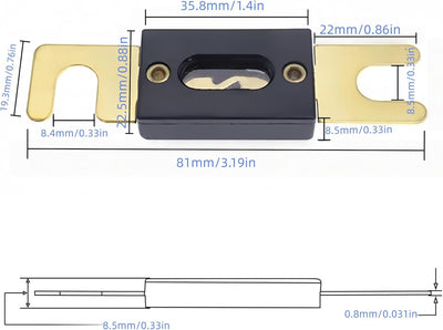 Fusible ANL 300A Cobre Reemplazo Coche Audio Inversor