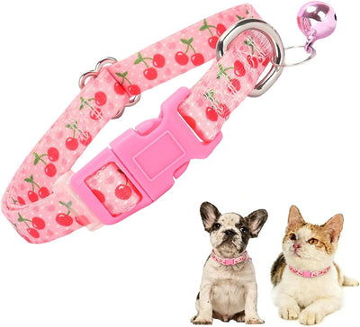 Collar perro XS con campana patrón frutas ajustable Chihuahua