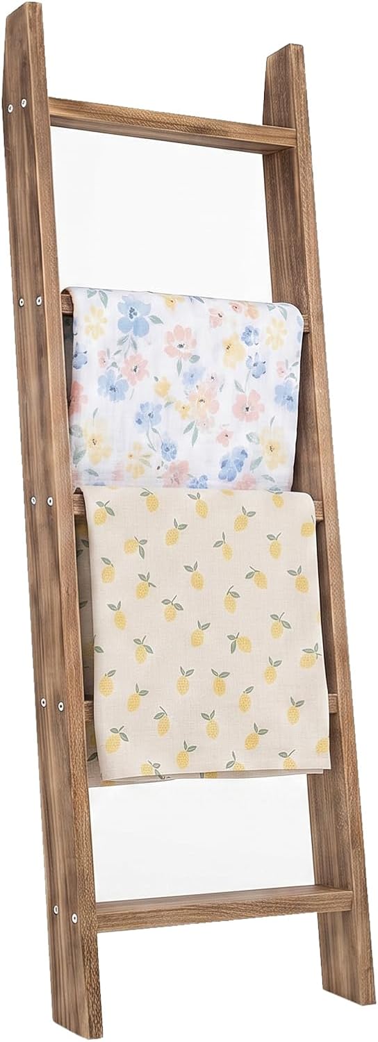 Estante madera rústica quemada 4" escalera 5 peldaños