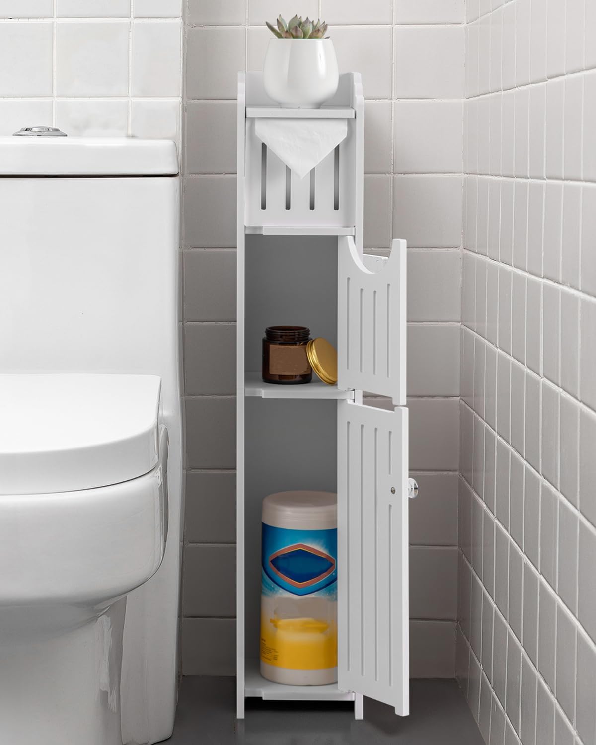 Gabinete baño pequeño soporte papel higiénico Mega Roll