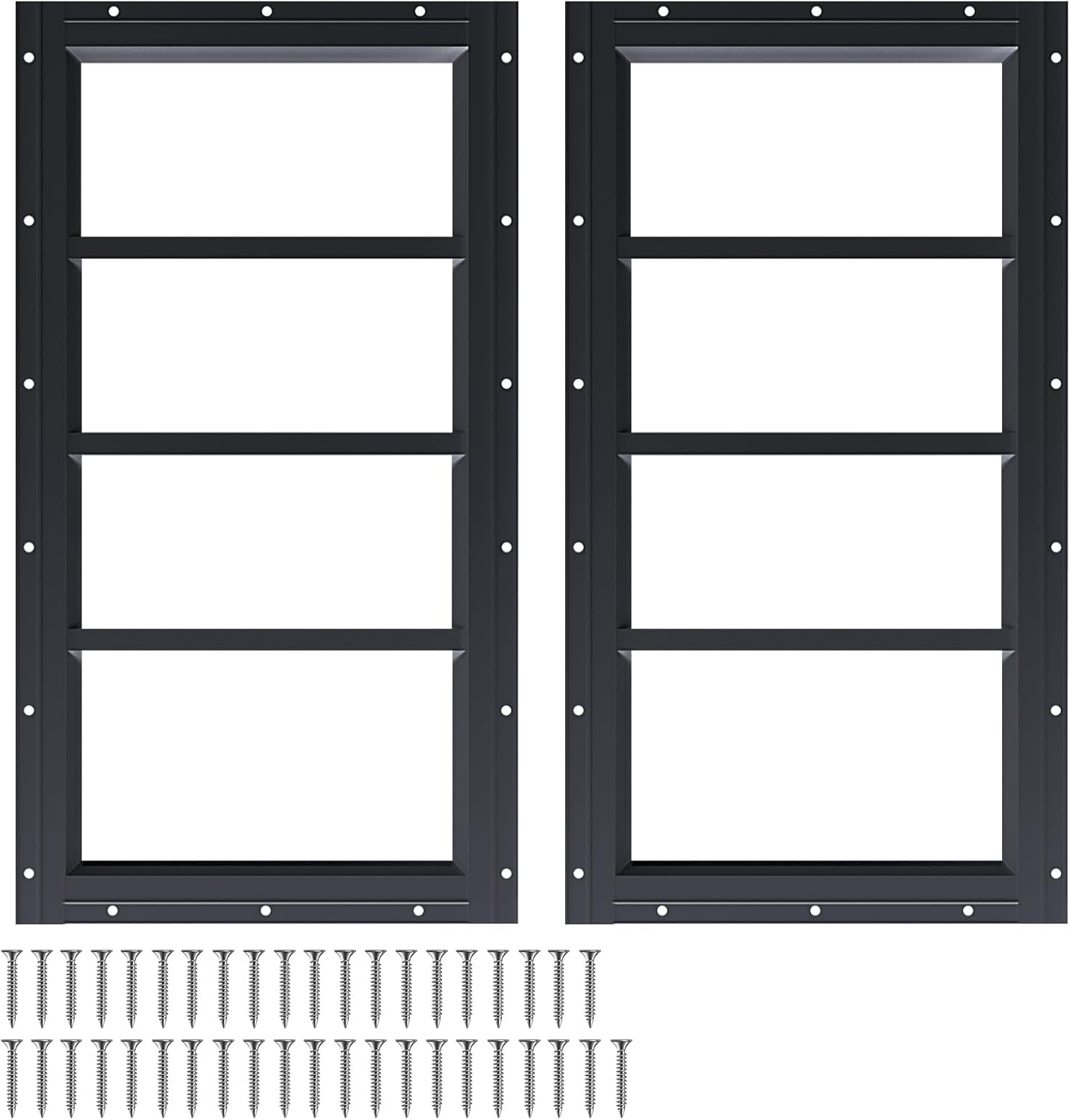 2 Ventanas Cobertizo 10x23pulg Vidrio Templado Fijo Negro