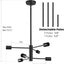 Candelabro Sputnik 6 luces negro ajustable comedor sala
