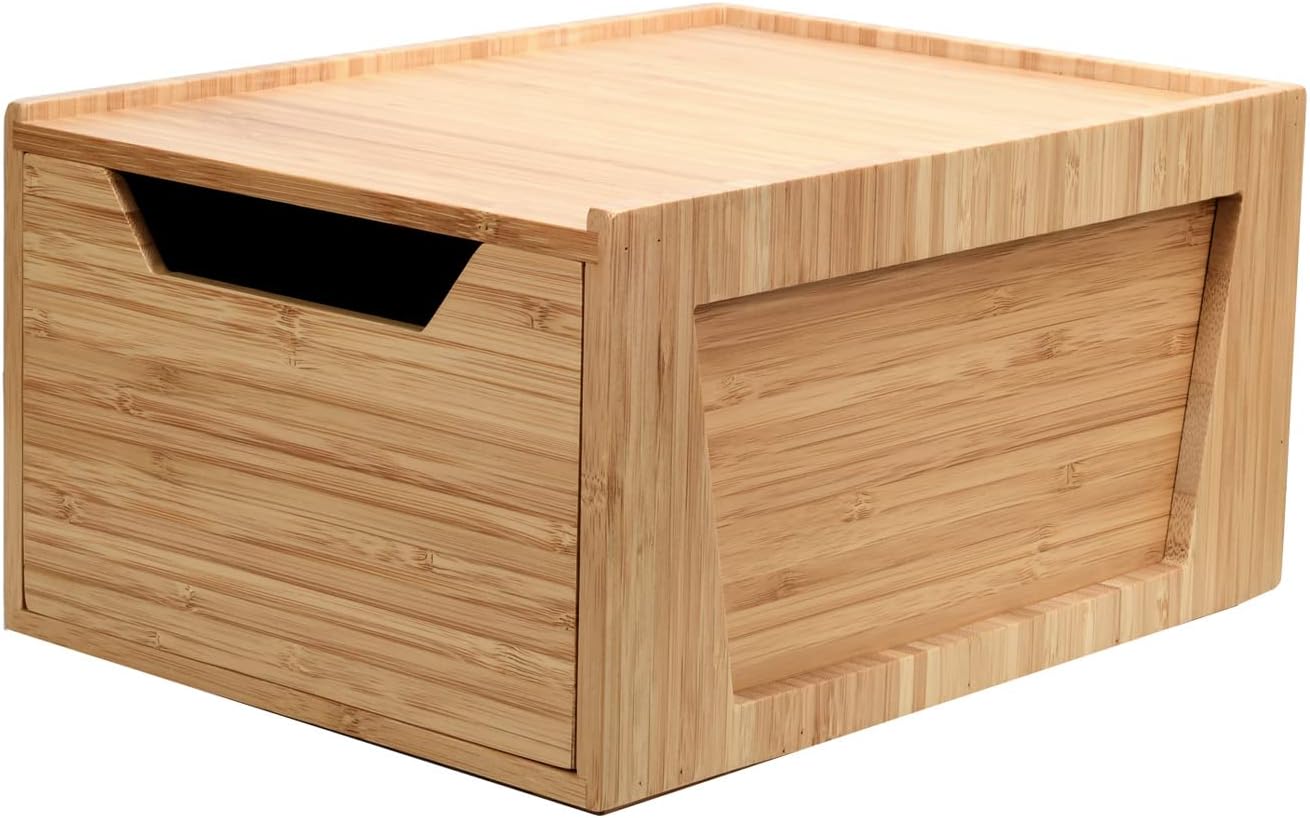 Cajón alto bambú apilable cocina oficina baño 12x9x6.25"