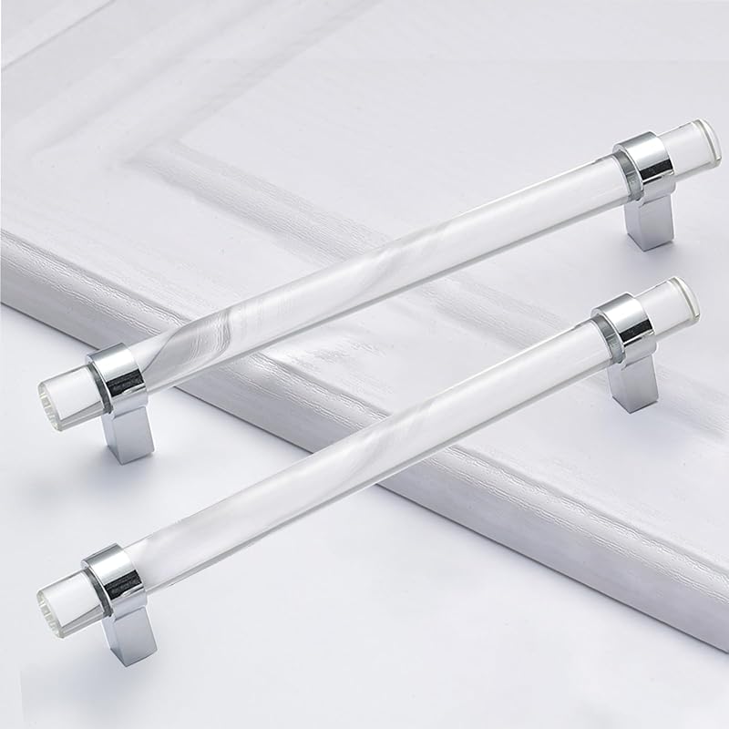 Tiradores cajón vidrio cromados 6.3" transparentes pack 5