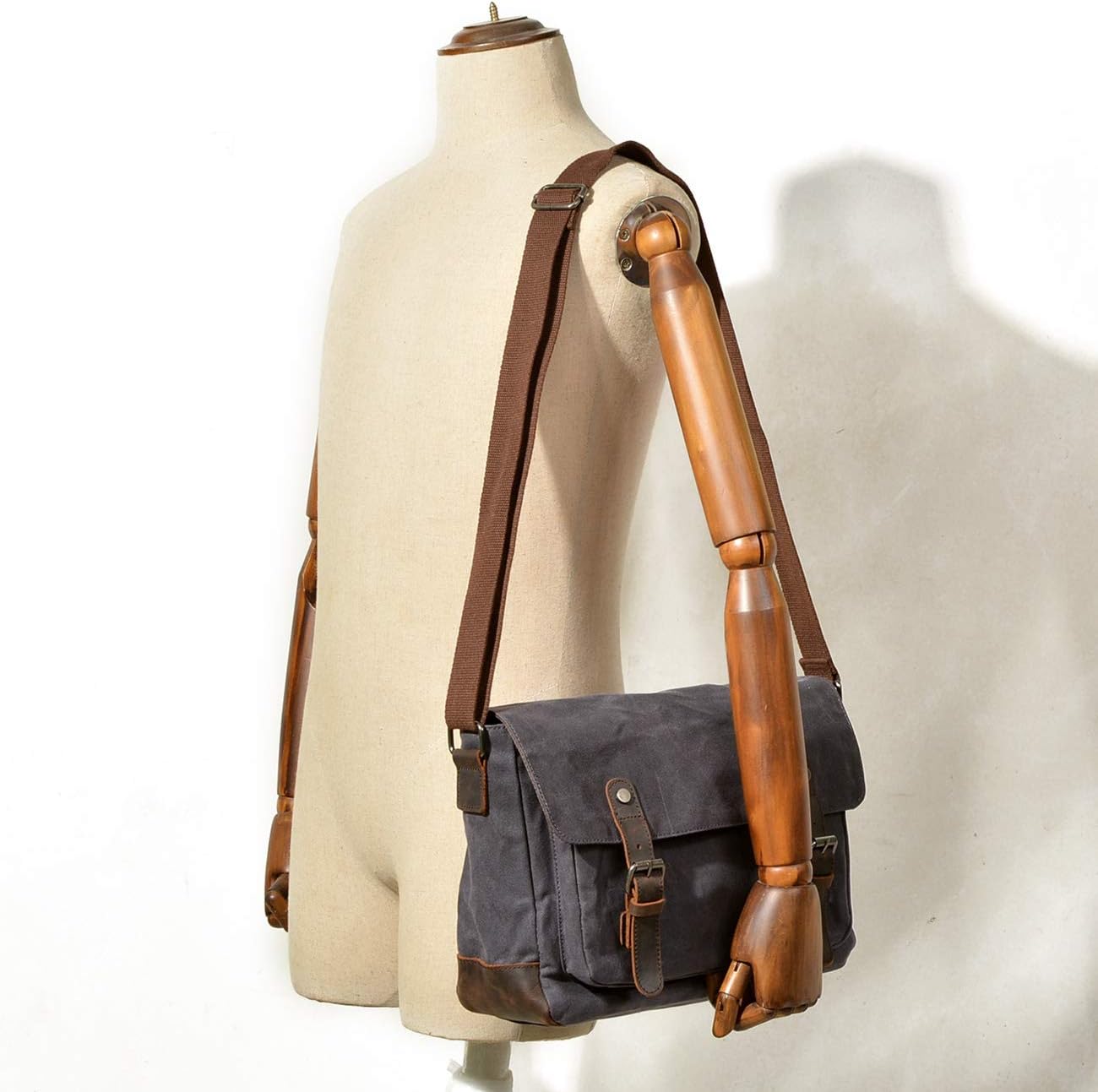Bolsa mensajero lona cruzada vintage resistente agua